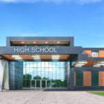 3d illustration of a high school exterior facade