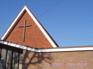 outside of brick front of baptist church