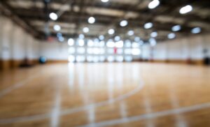 blurred view of school gymnasium basketball court