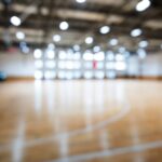 blurred view of school gymnasium basketball court