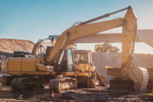 Road construction machines at jobsite