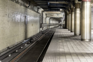 An empty subway station platform