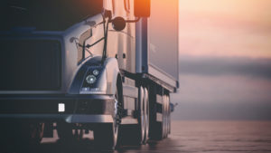 Truck with trailer on road