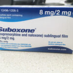 8mg suboxone sublingual film box on a counter