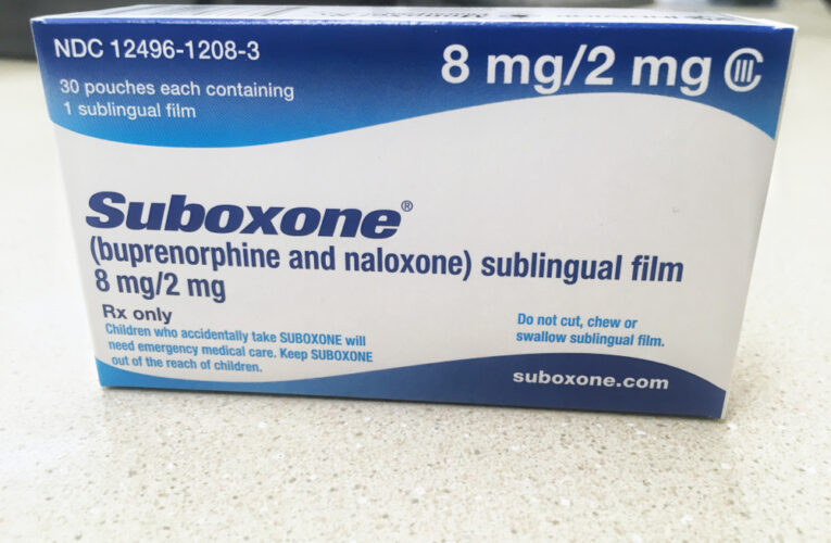 8mg suboxone sublingual film box on a counter