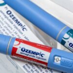 closeup of Ozempic semaglutide injection pens and box.